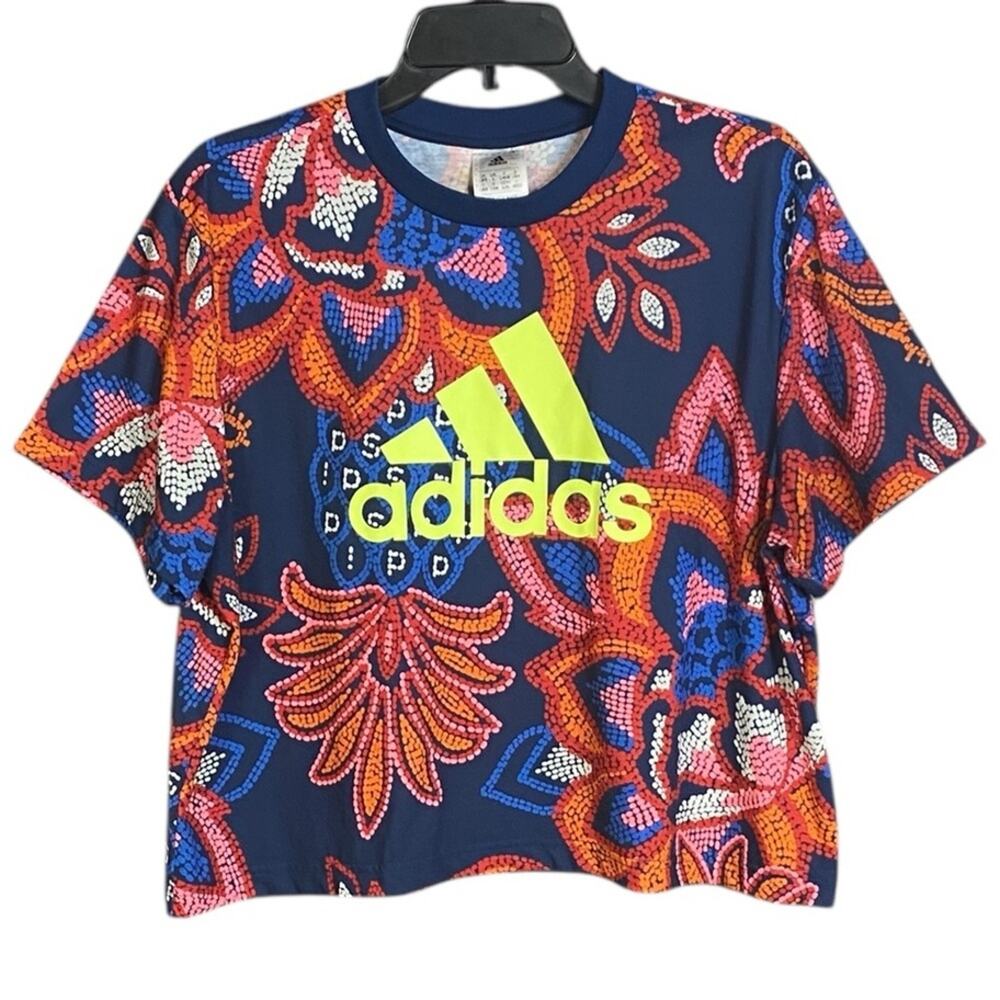 FARM RIO X Adidas Farm Gfx Tee Blue Women's Large - Picture 2 of 8
